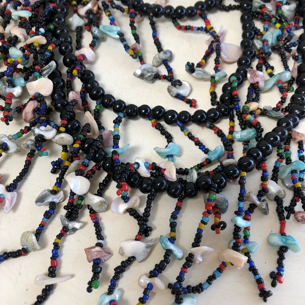 Boho Dangle Multi Stands Beaded Shell Necklace - image 3